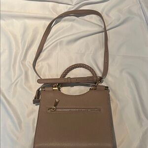 Miztique Taupe Shoulder Bag with Braided Handle